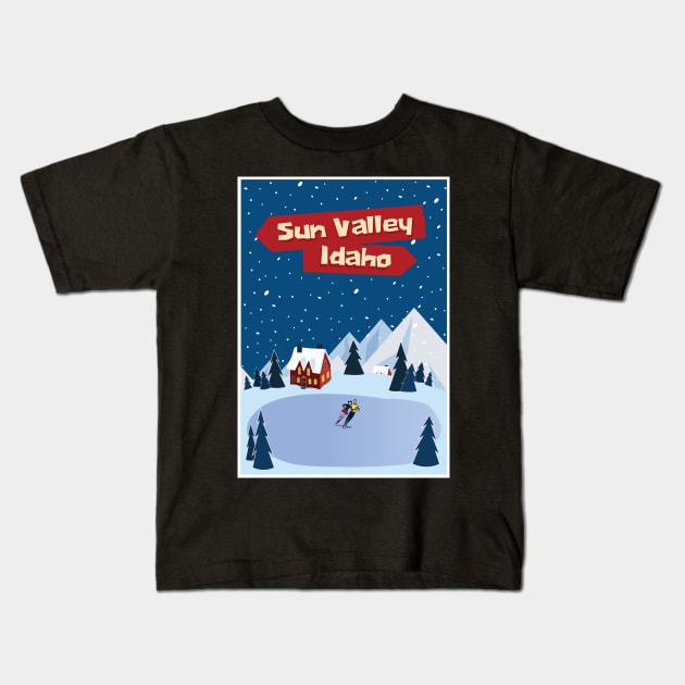 Sun Valley, Idaho Kids T-Shirt by BokeeLee